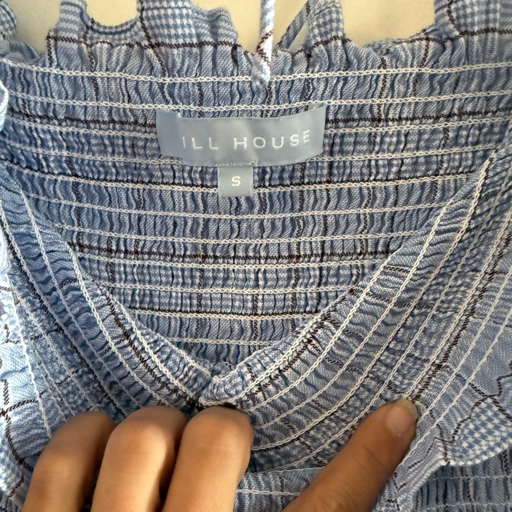 Hill House Home The Nesli Nap Dress - Light Blue Check Plaid - Picture 3 of 6